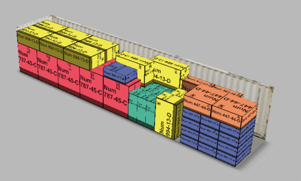 3D visualisation of a container load plan in EasyCargo