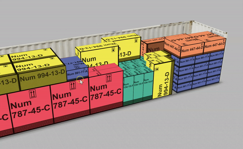 Visualización de plan de carga en 3D