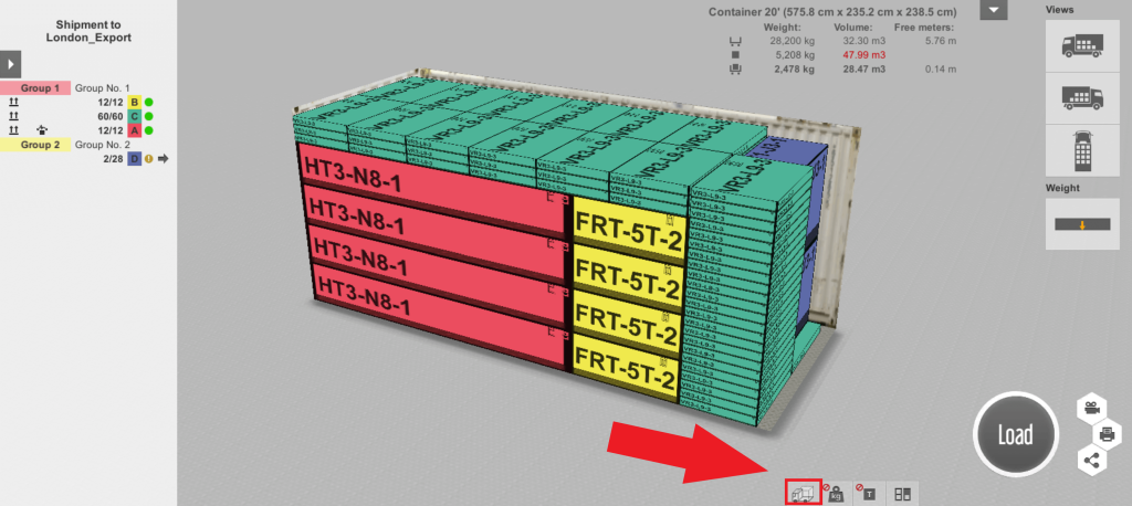 How to adjust container space layout in EasyCargo container optimization calculator