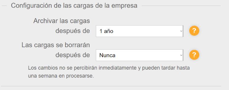 Configuración de las cargas de la empresa